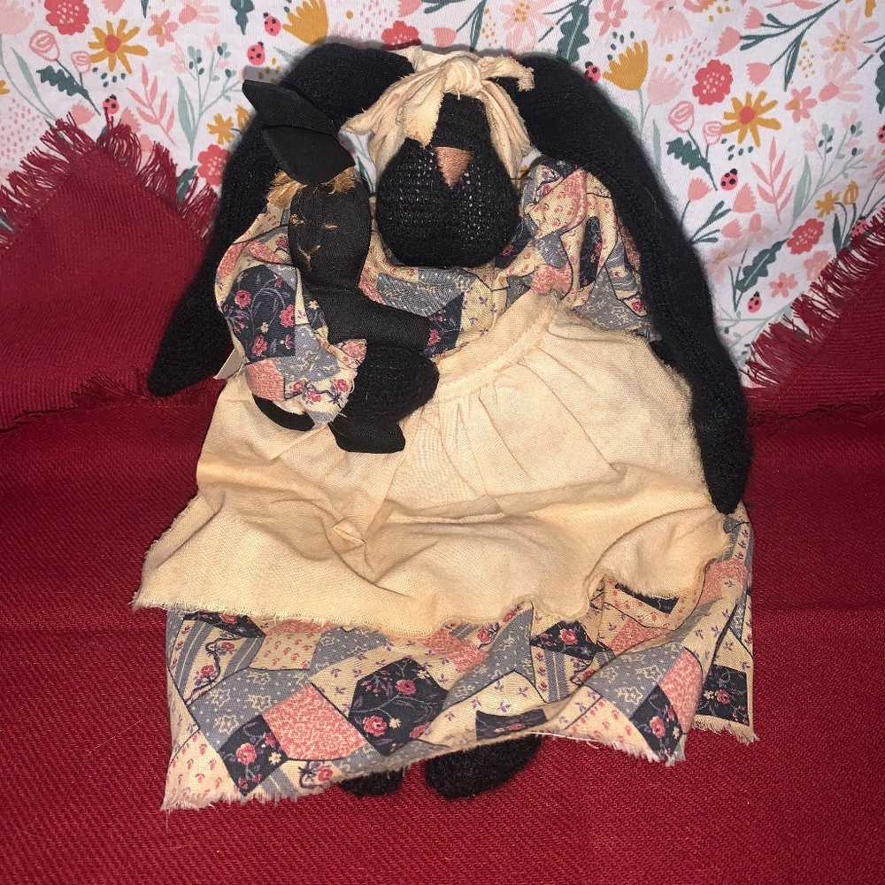 Vintage African American Folk Art Rabbit with Toy